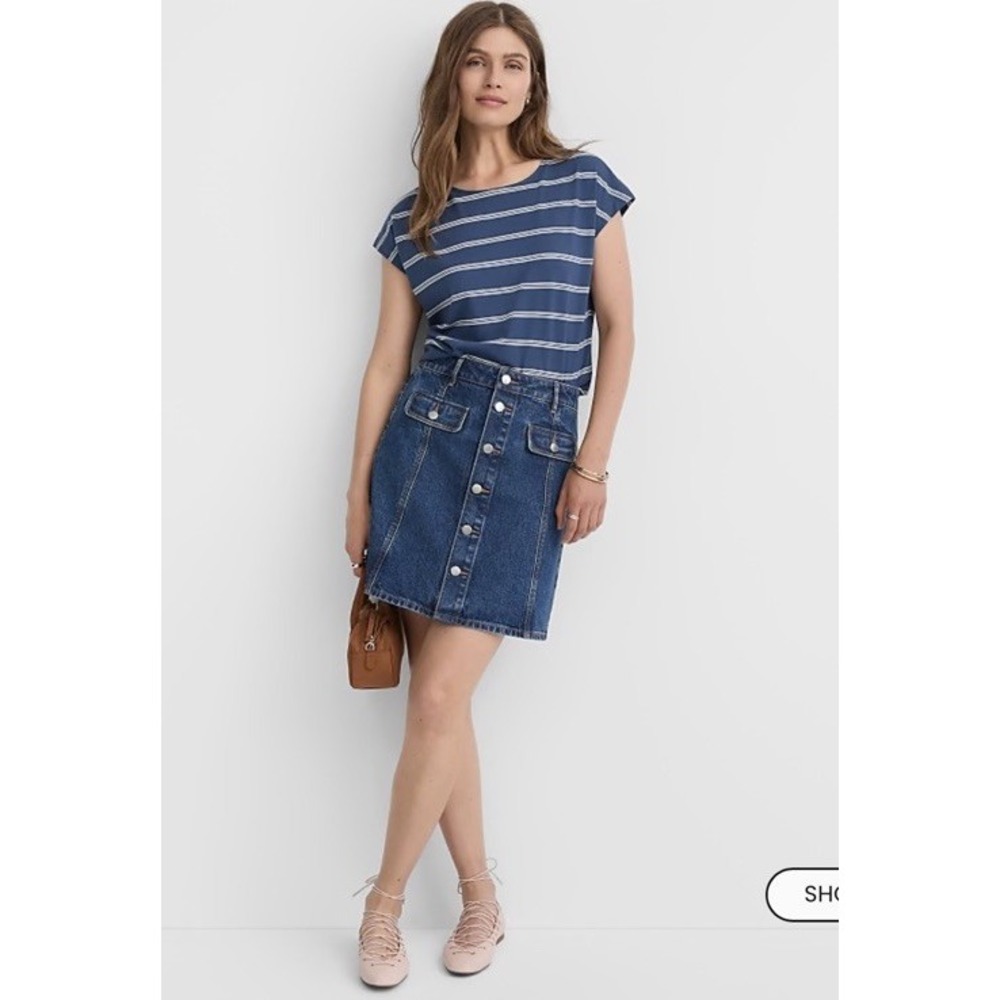 LOFT Striped Modern Wedge Tee NWT SIZE M - Picture 3 of 3